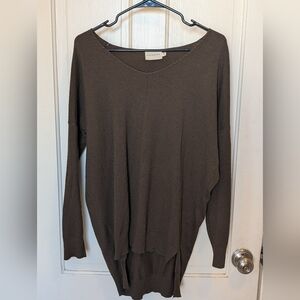 Dreamers Dark Green Brown V Neck Sweater
